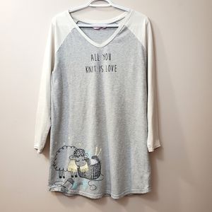"All You Knit is Love" sleep shirt - La Vie en Rose - Size M